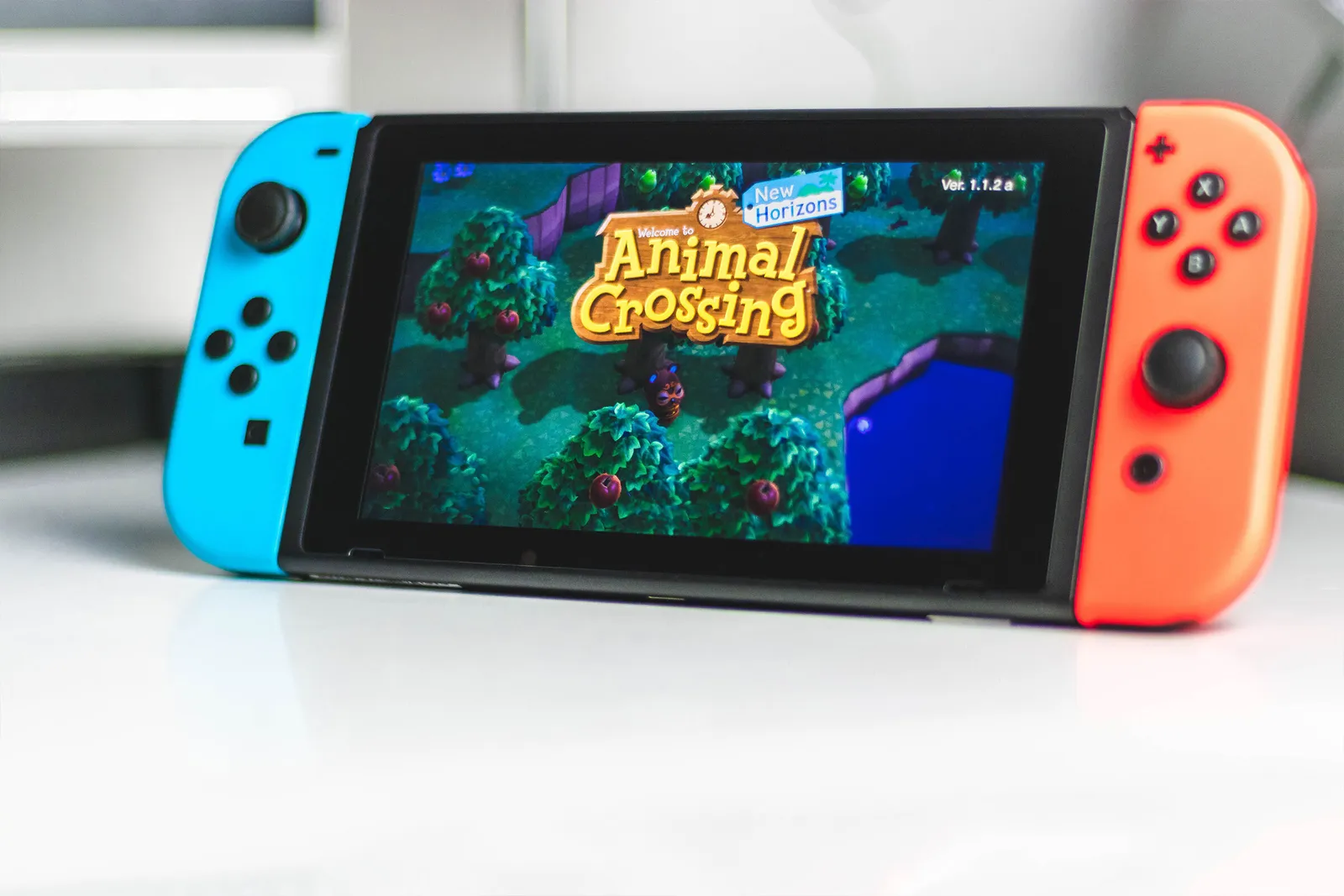 Nintendo games console with animal crossing game on screen