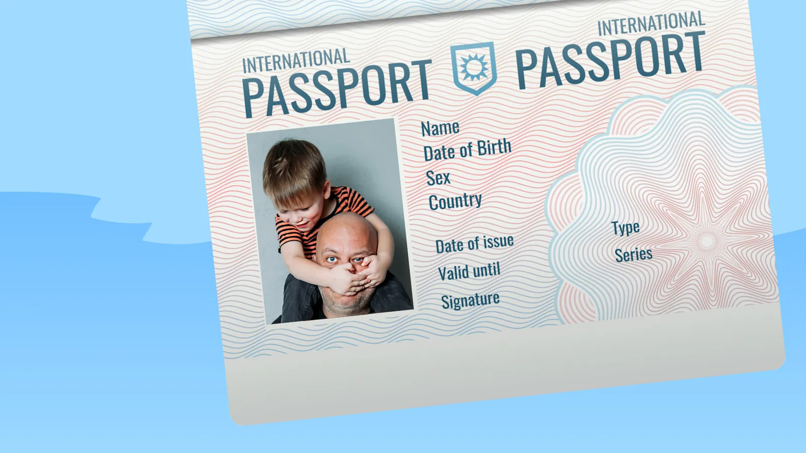 Passport with parent and child