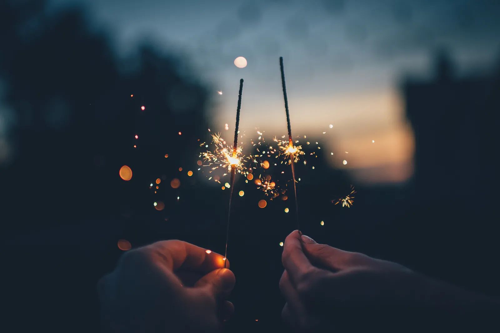 dusk image with sparklers