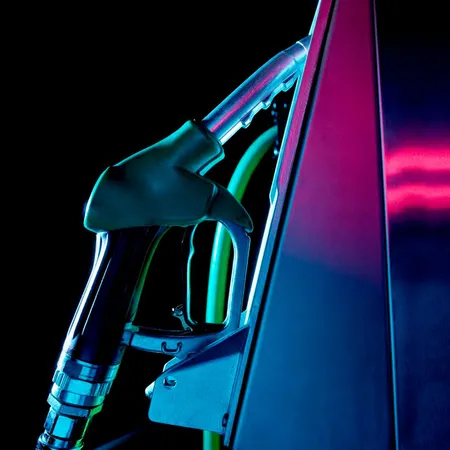 blue and purple gas or petrol handle