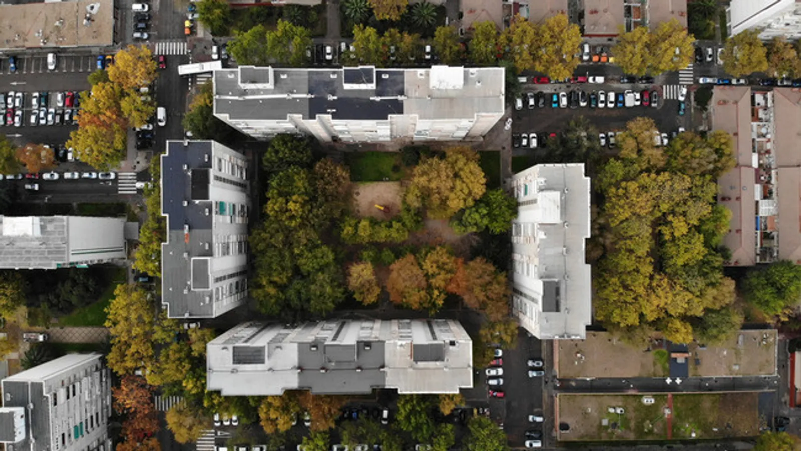 birds eye view of a hospital building