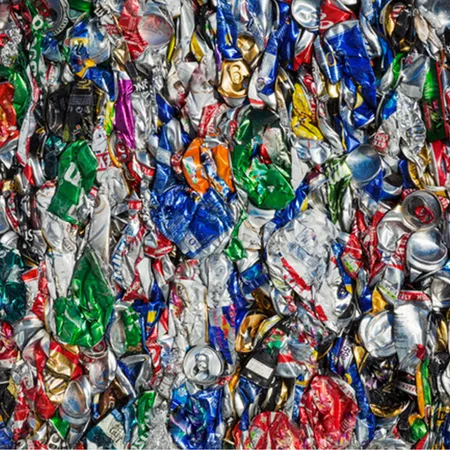 Flattened plastic bottles abstract image