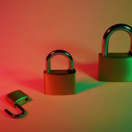 three padlocks on background